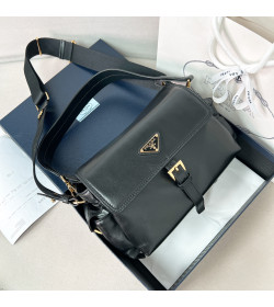PRD Medium Explore Nappa Leather Shoulder Bag Black