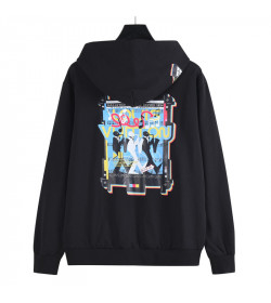1V Black Graffiti Hooded Jacket
