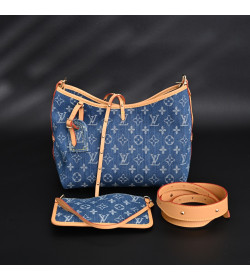 1V Carryall Monogram Denim Shoulder Bag Tote Bag