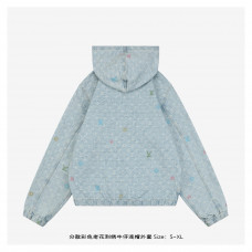 1V Denim Hooded Zip-Up Jacket