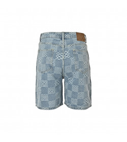 1V Damier 3D Light Denim Shorts
