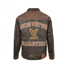1V Embellished Leather Trucker Jacket