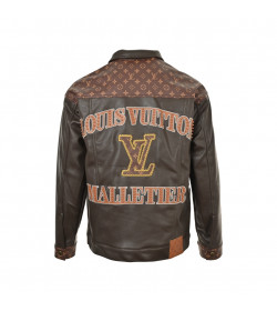 1V Embellished Leather Trucker Jacket