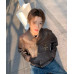 1V Embellished Leather Trucker Jacket
