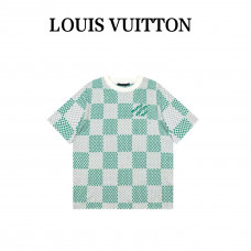 1V Green/White Damier Cotton T-Shirt