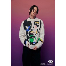 1V Intarsia Cashmere Wool Crewneck