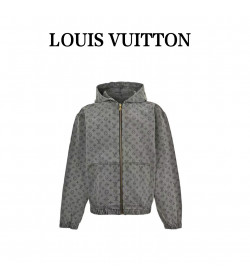 1V Monogram Denim Hooded Jacket