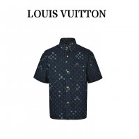 1V Monogram Denim Short-Sleeved Shirt