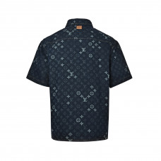 1V Monogram Denim Short-Sleeved Shirt