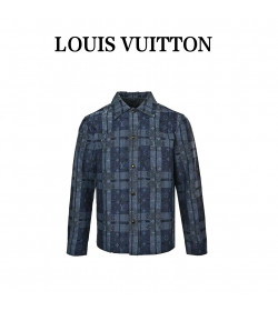 1V Monogram Tartan Denim Overshirt