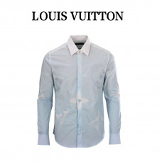 1V Monogram Printed Long-Sleeved Cotton Poplin Shirt