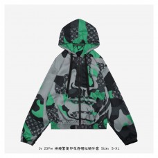 1V Patchworked Portrait Hooded Jacket