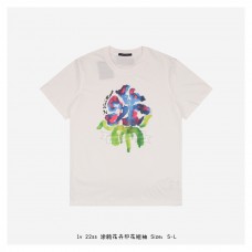 1V Printed Flower Drop Shoulders T-shirt