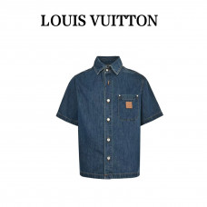 1V Signature Denim Short-Sleeved Shirt