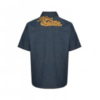 1V Short-Sleeved Cotton Chambray Shirt