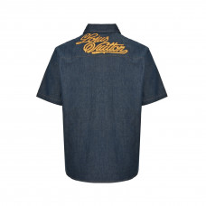 1V Short-Sleeved Cotton Chambray Shirt