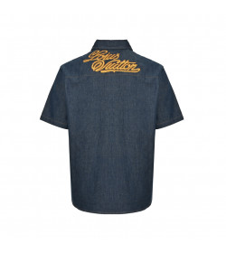 1V Short-Sleeved Cotton Chambray Shirt