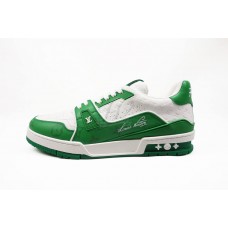 1V Trainer Sneaker White/Green Monogram