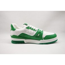 1V Trainer Sneaker White/Green Monogram