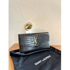 YSL Uptown Large Crocodile-Embossed Leather Wallet 