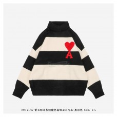 AMI Heart High Neck Sweater