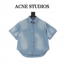 Acne Studios - Button-up shirt logo stamp - Mid blue