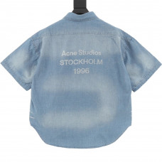 Acne Studios - Button-up shirt logo stamp - Mid blue
