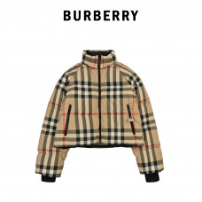BR Cropped Check Puffer Jacket For Women