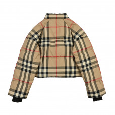 BR Cropped Check Puffer Jacket For Women