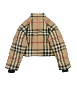 BR Cropped Check Puffer Jacket For Women