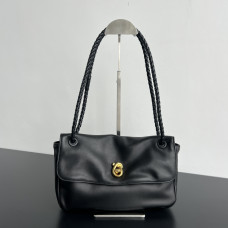 BV Madison Soft Lock Leather Shoulder Bag Black