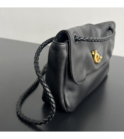 BV Madison Soft Lock Leather Shoulder Bag Black