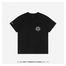 Chrome Hearts Black Triple Cross Logo Short Sleeve T-shirt