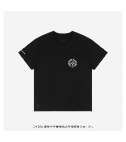 Chrome Hearts Black Triple Cross Logo Short Sleeve T-shirt
