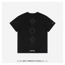 Chrome Hearts Black Triple Cross Logo Short Sleeve T-shirt