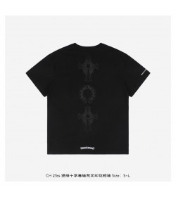 Chrome Hearts Black Triple Cross Logo Short Sleeve T-shirt