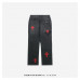 Chr*me Hearts Cross Patch Jeans in Black/Red