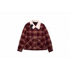 CHS Lamb Wool Collar Check Coat