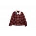 CHS Lamb Wool Collar Check Coat