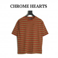 Chrome He*rts  Script Logo Stripe Short Sleeve Tee