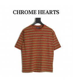 Chrome He*rts  Script Logo Stripe Short Sleeve Tee