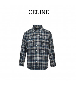 CELINE Logo-Embroidered Checked Cotton-Flannel Shirt