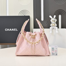 Ch*nel 25 Small Handbag Calfskin Pink/Gold Bag