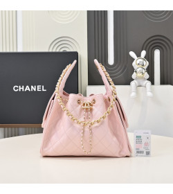 Ch*nel 25 Small Handbag Calfskin Pink/Gold Bag