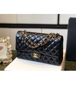 Ch*nel Classic Handbag Lambskin Gold/Black