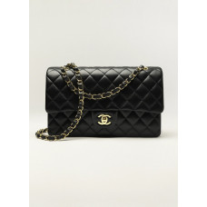 Ch*nel Classic Handbag Lambskin Gold/Black