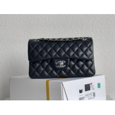 Ch*nel Small Classic Handbag Silver/Black (High Quality)