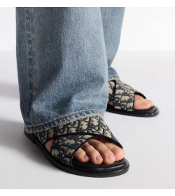 DR Alias Sandals Blue/Beige Oblique Jacquard
