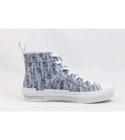 DR B23 League High-Top Sneaker White And Blue DR Oblique Canvas