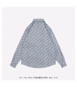 DR Oblique Overshirt Blue And White Cotton Denim